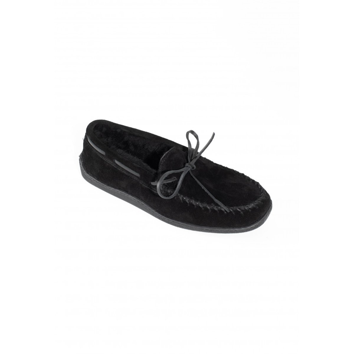 Mocassins en cuir suede SHEEPSKIN HARDSOLE gris, MINNETONKA