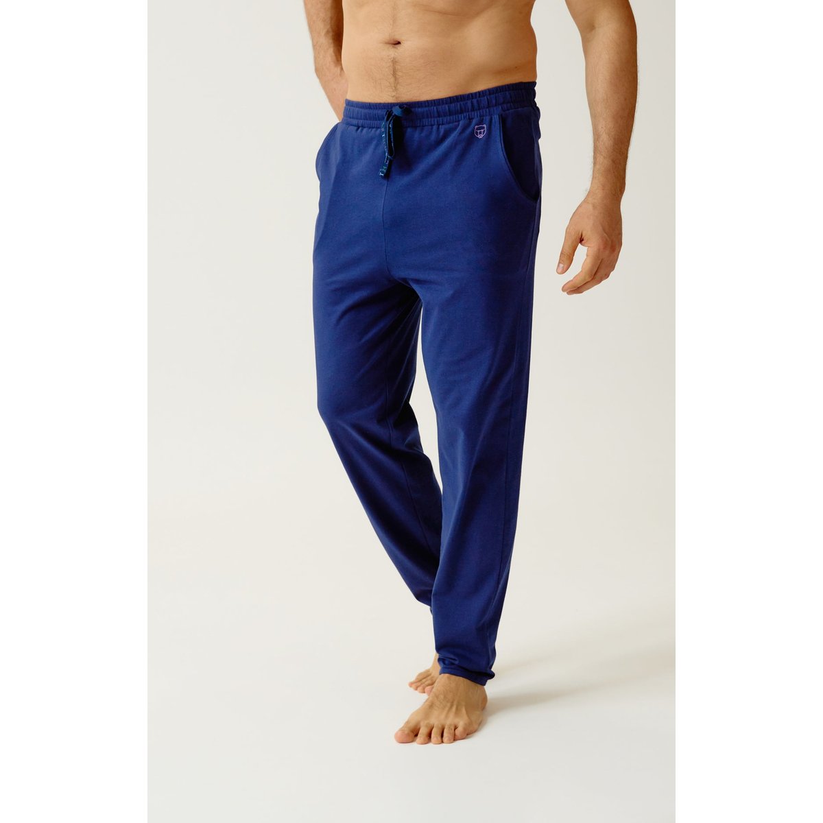 Pantalon en jersey de coton léger couleur unie Minuit marine, ARTHUR