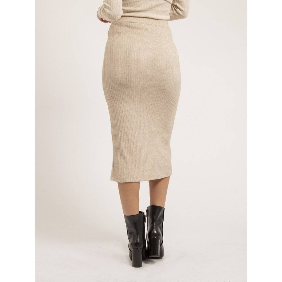 Jupe Mi-longue Maille Xashere beige, DONA LISA