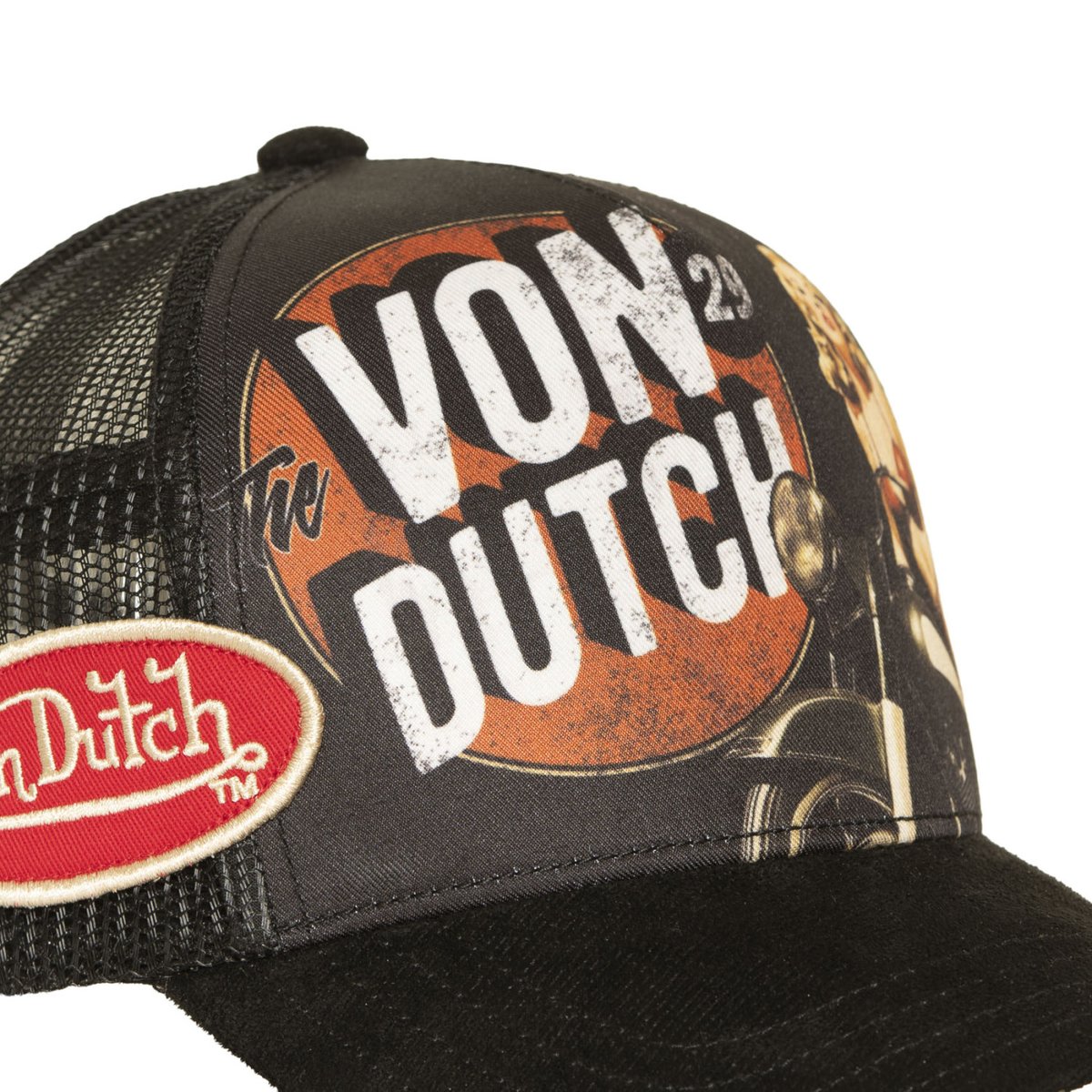 Casquette Trucker PINUP noir/orange/blanc, VON DUTCH
