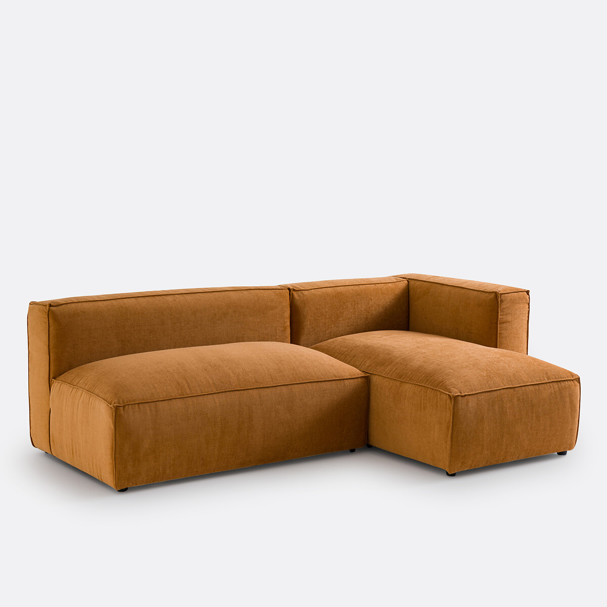 Elément banquette pour canapé modulable, 2 places, en velours texturé, SEVEN ocre, LA REDOUTE INTERIEURS