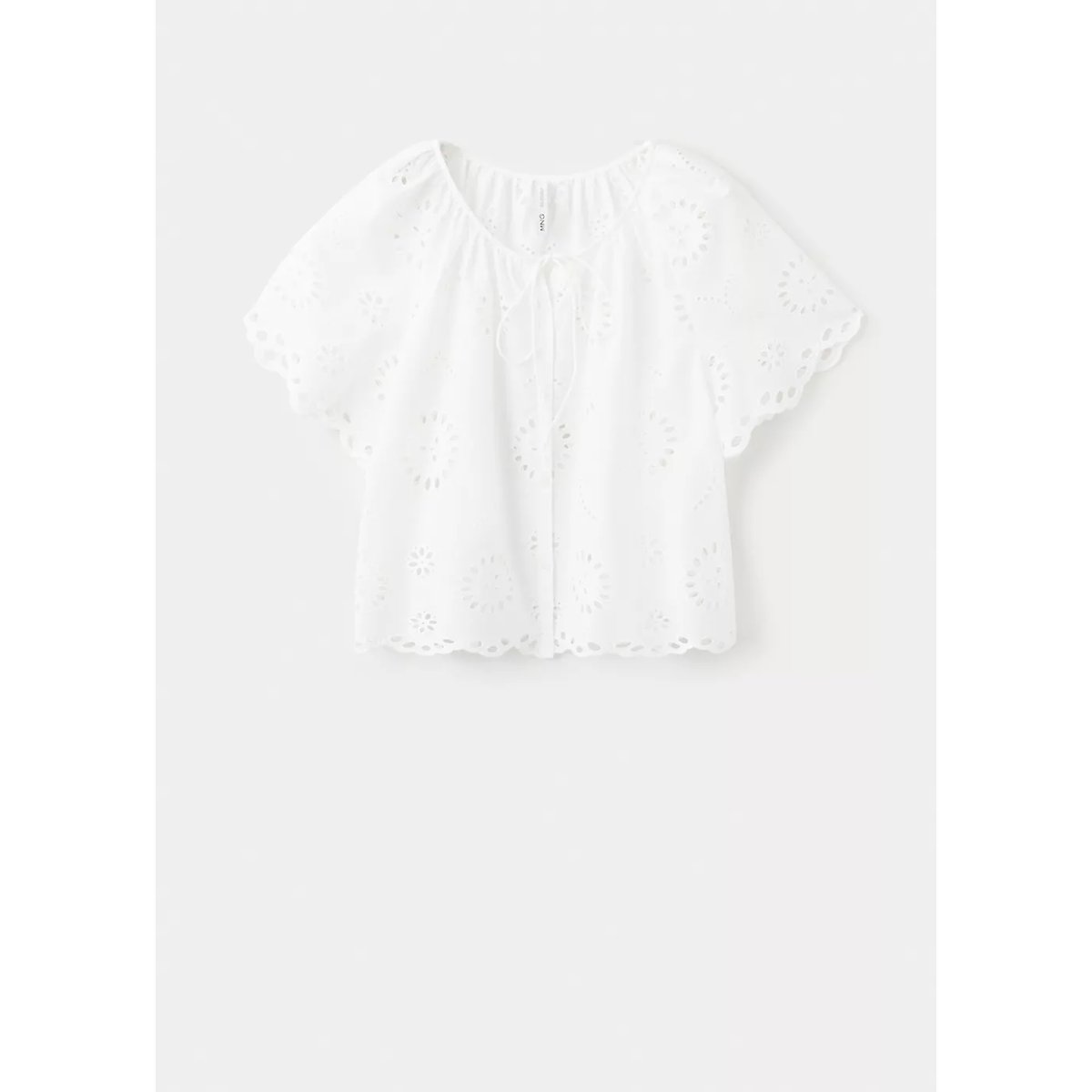 Blouse 100 % coton à broderies ajourées blanc cassé, MANGO