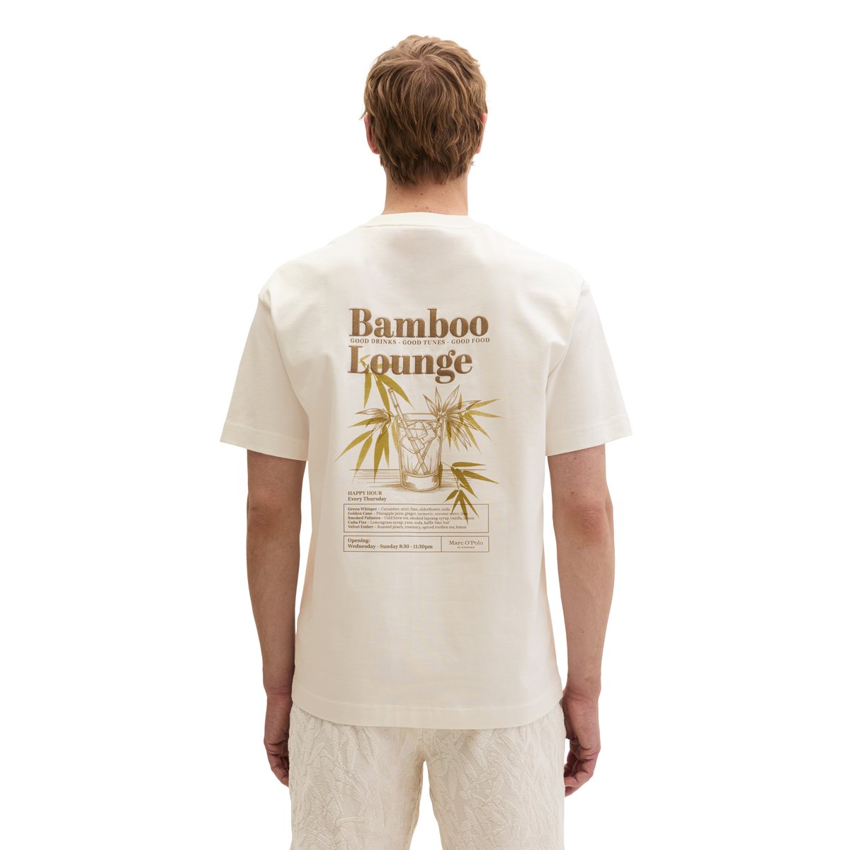 T-shirt relaxed avec imprimé saisonnier au dos blanc naturel, MARC O'POLO