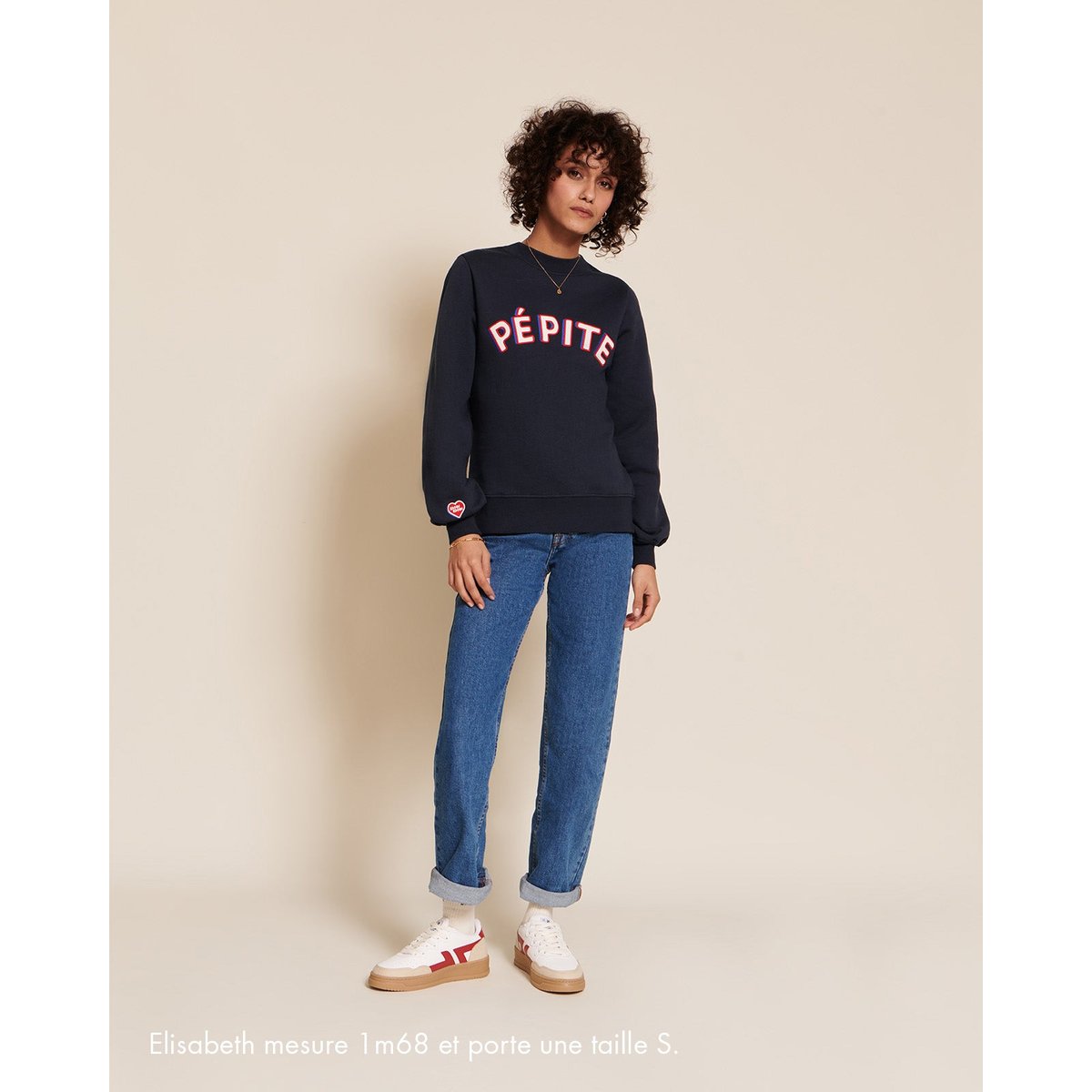 Sweat brodé en coton bio, PÉPITE bleu - bleu nuit, EMOI EMOI