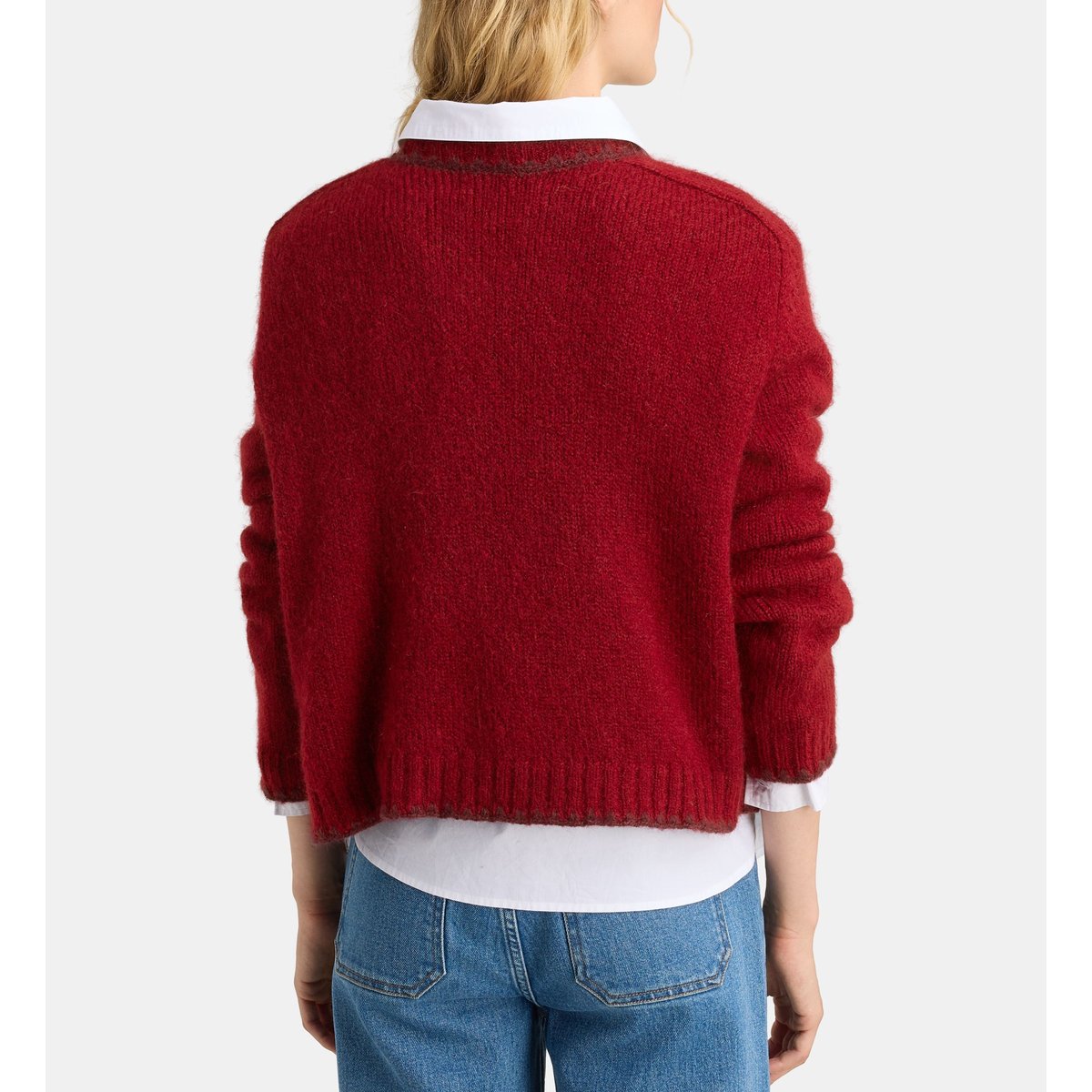 Pull folk maille rouge grenade, GALERIES LAFAYETTE