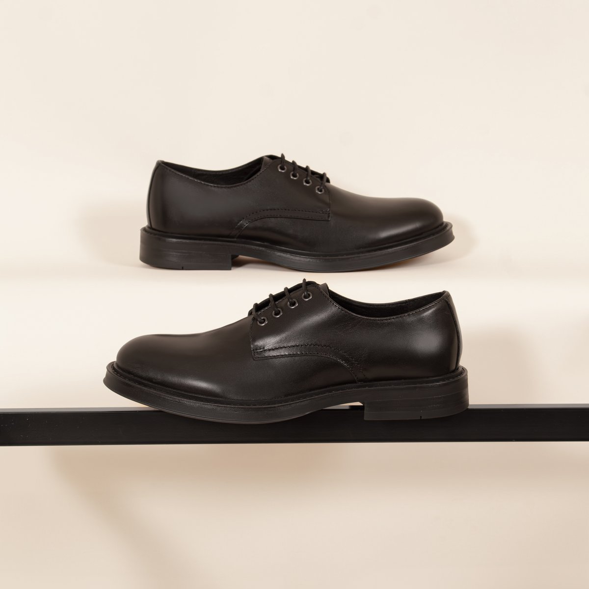 Derbies gomme cuir noir, JULES & JENN