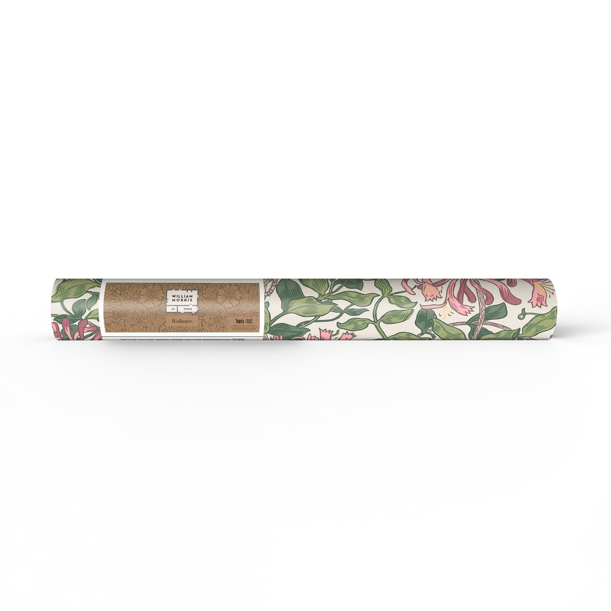 Papier peint Fleurs de chèvrefeuille d'été rose, vert, WILLIAM MORRIS AT HOME