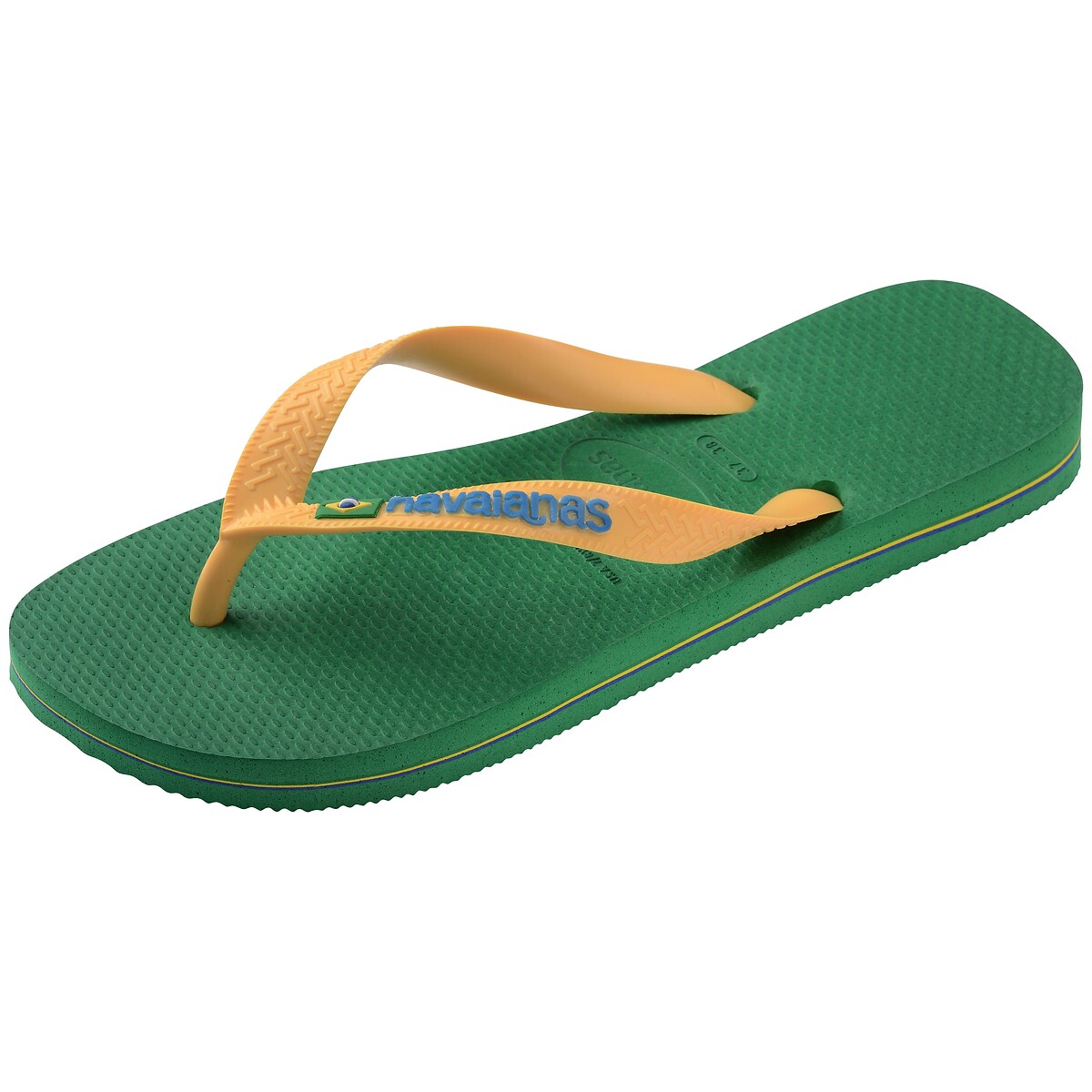 Tongs Brasil Logo vert/jaune, HAVAIANAS