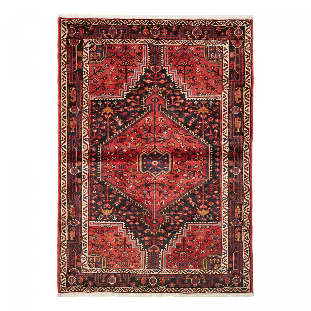 Tapis d'orient oriental, noué main en laine, HAMADAN 23 rouge, beige, noir, UN AMOUR DE TAPIS