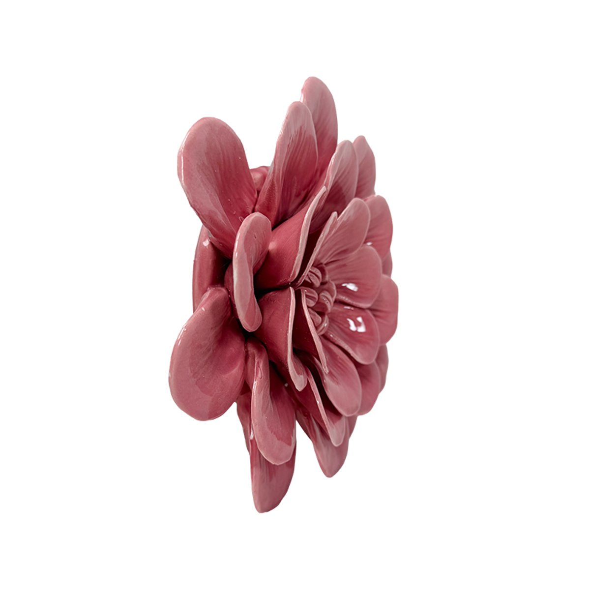 Déco murale fleur céramique 20.7cm rose, EMDE