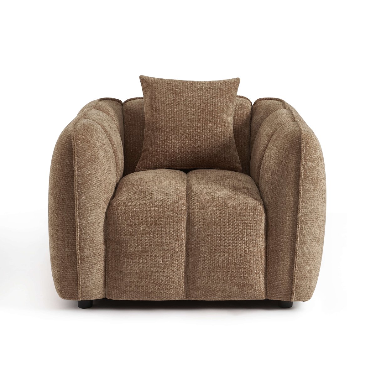Fauteuil 1 place en tissu MATILDA marron, SORELH