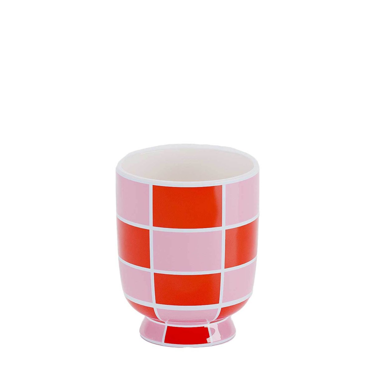 Vase décoratif en céramique à damier - GENEVE orange, POTIRON PARIS