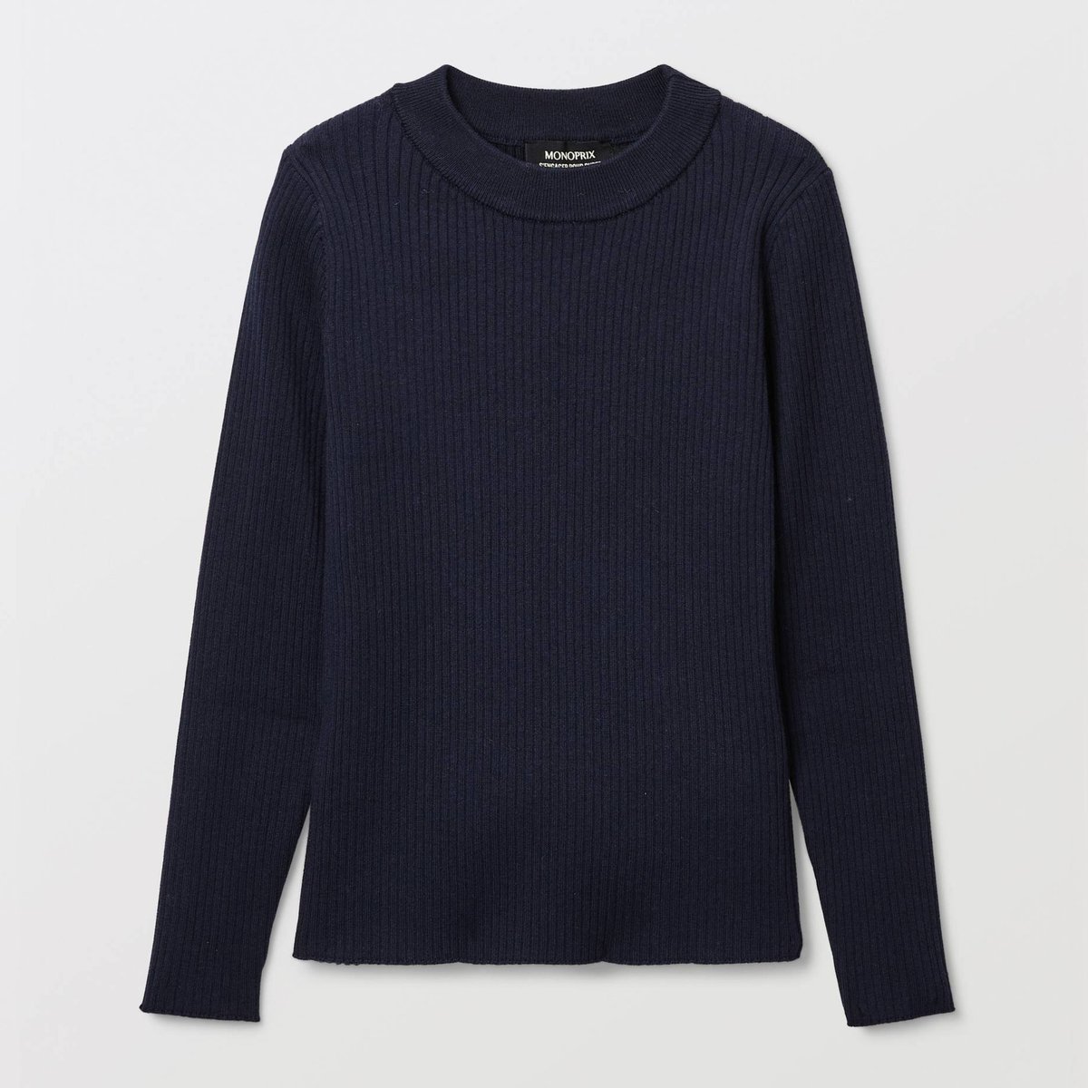 Sous pull en coton et cachemire marine, MONOPRIX