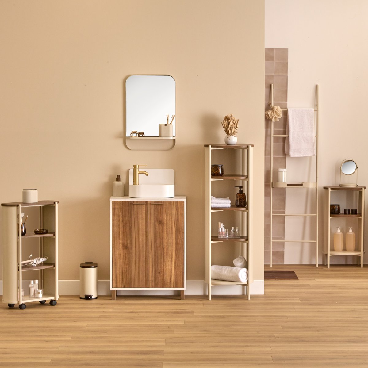 Dérouleur de papier toilette ovale avec réservoir ARGILEO beige, 5FIVE SIMPLY SMART