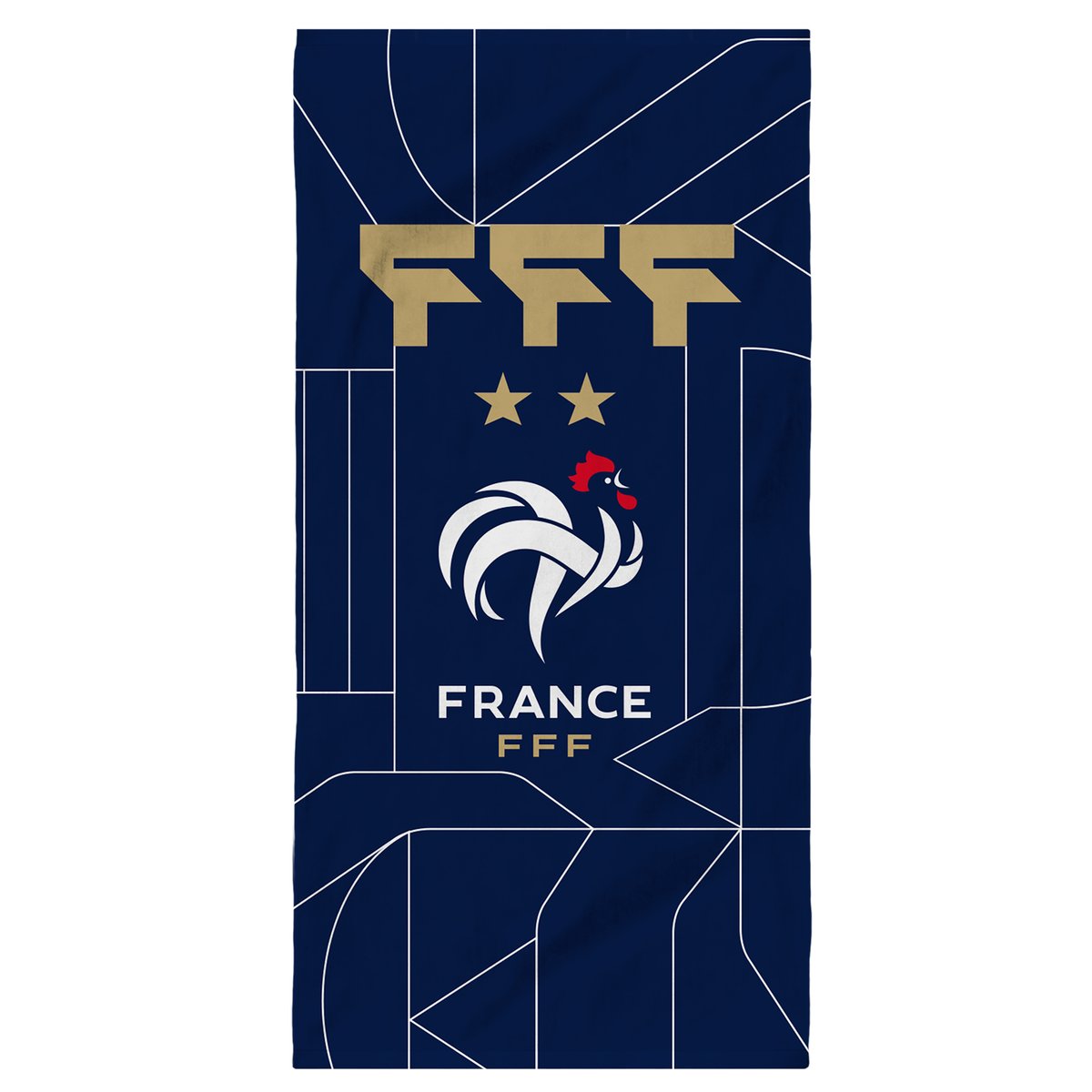 Serviette de bain et de plage imprimé 100% coton, Équipe de France de Football CONSTRUCTION bleu marine, FFF