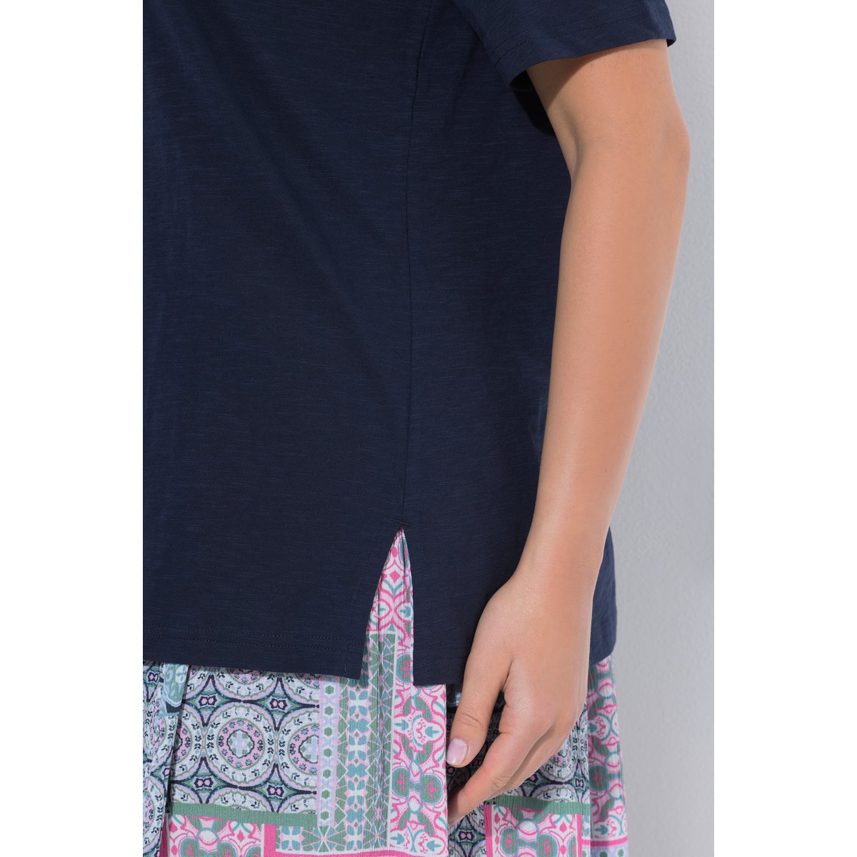 T-shirt manches courtes et col en V marine, ULLA POPKEN