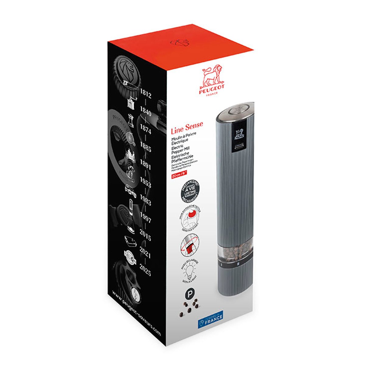 Moulin à poivre électrique rechargeable carbone, PEUGEOT