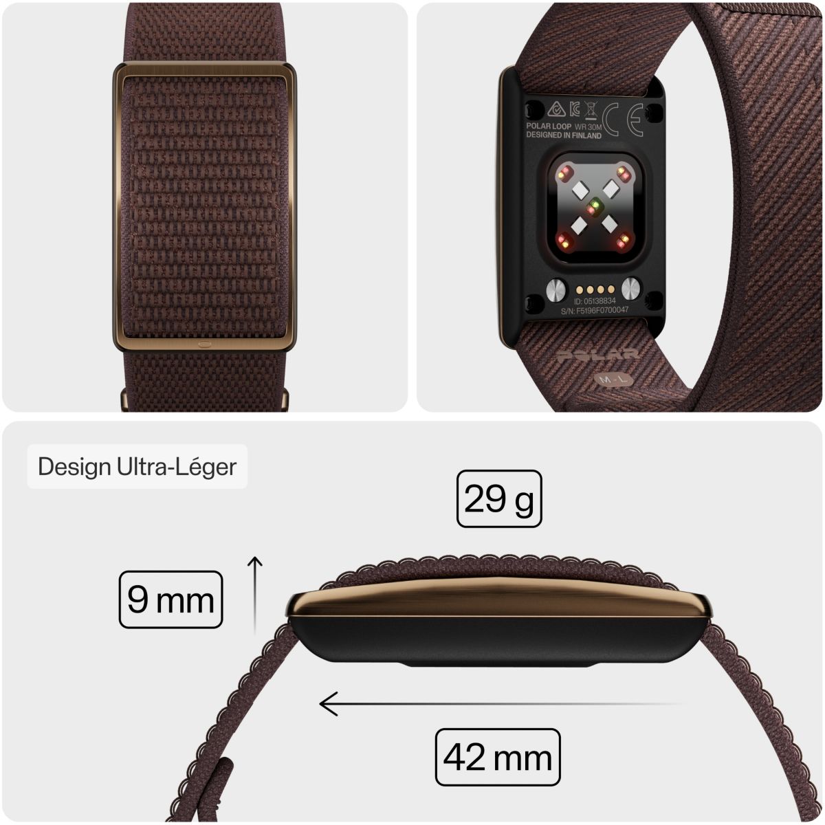 Bracelet connecté Loop Brown Copper marron, POLAR