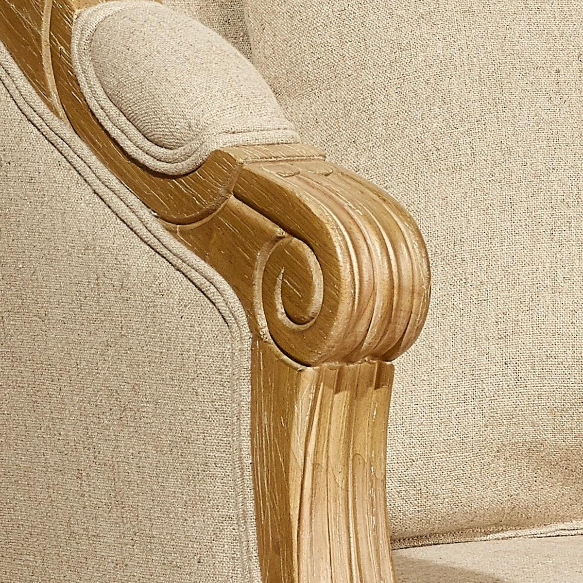 Fauteuil en hévéa massif et lin coton ALEXANDRE ficelle, ROBIN DES BOIS