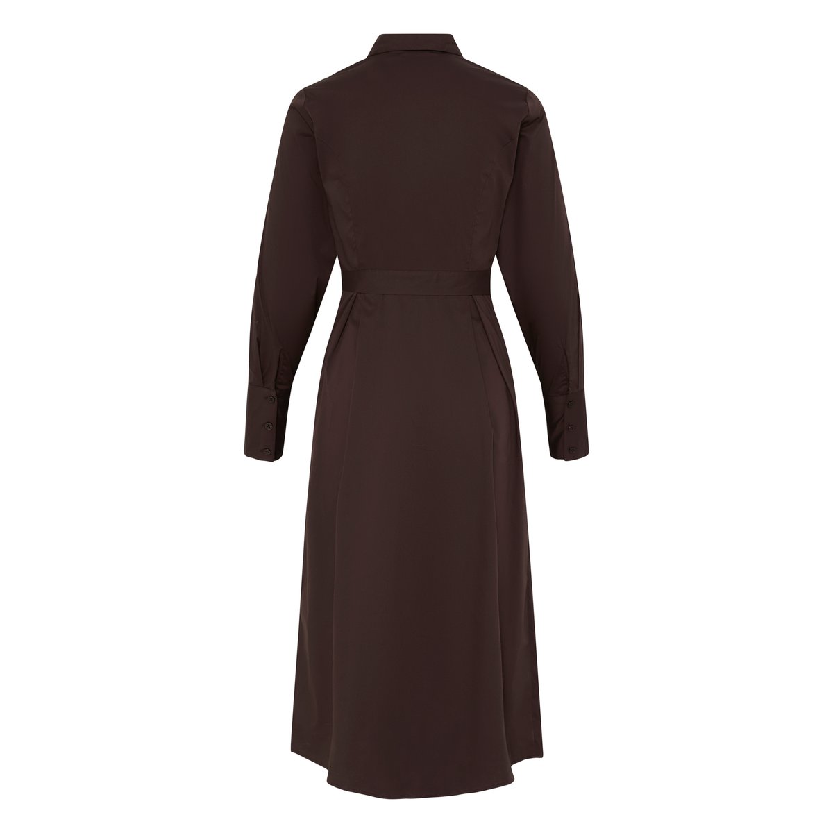 Robe chemise,  manches longues, coupe midi marron java, B.YOUNG