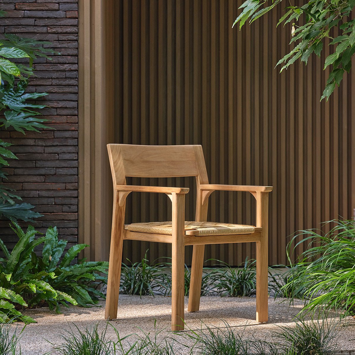 Fauteuil de jardin en teck et rotin PIANA naturel, BERAH GETAH