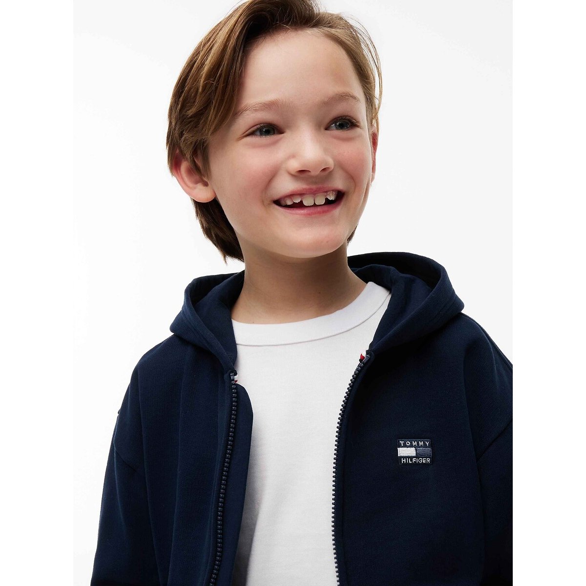 Sweat zippé à capuche bleu marine, TOMMY HILFIGER