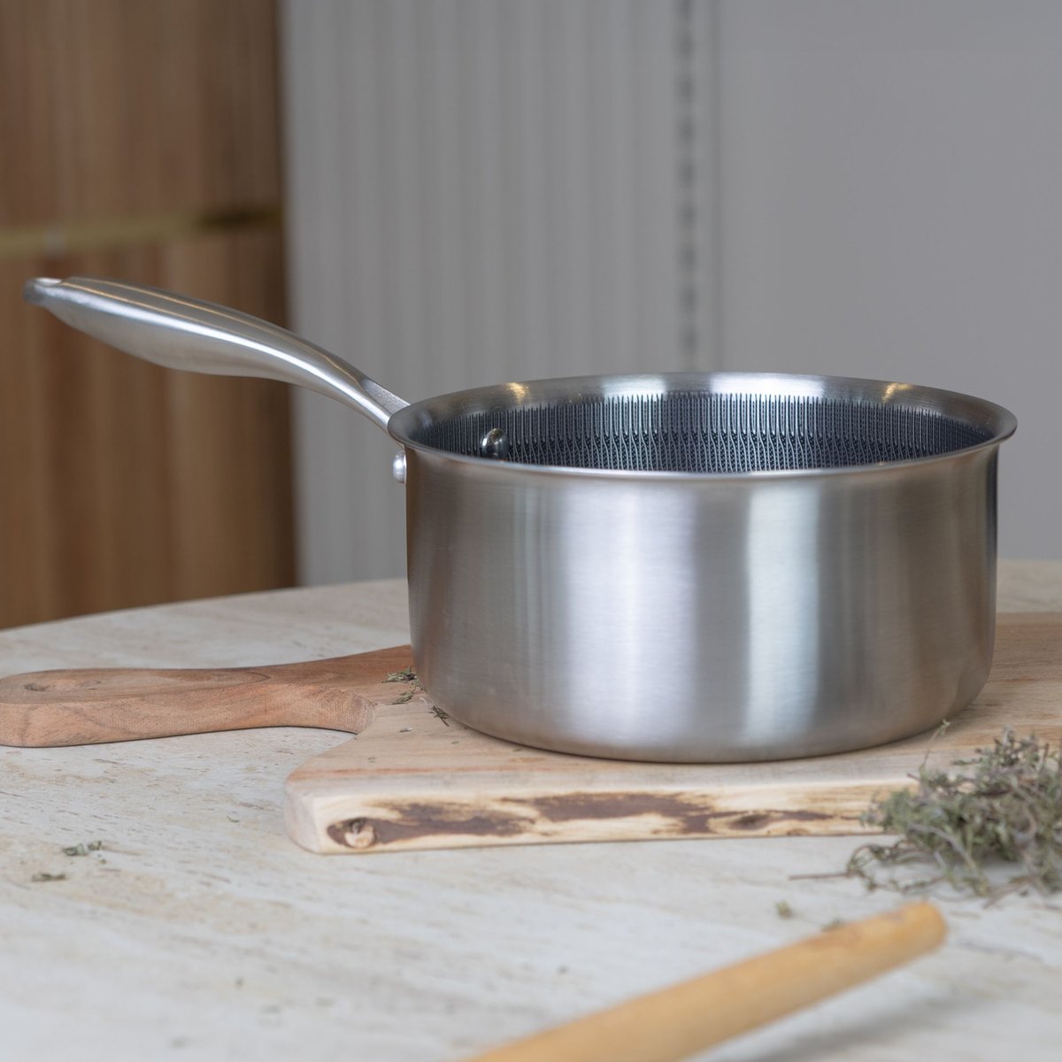 Casserole revêtu 16cm en acier inoxydable, TRINOX inox, MENASTYL