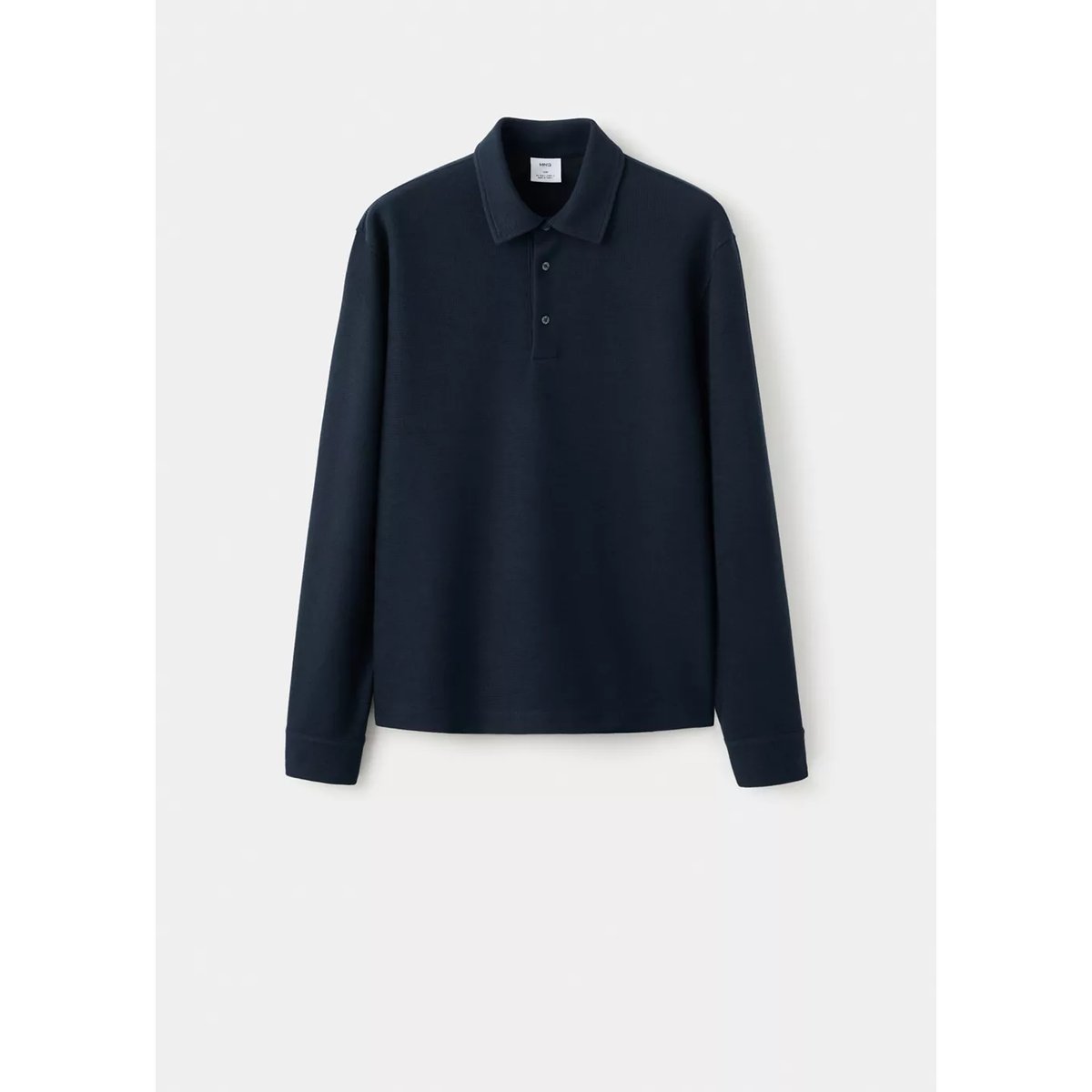 Pull-over polo maille structure bleu marine, MANGO MAN