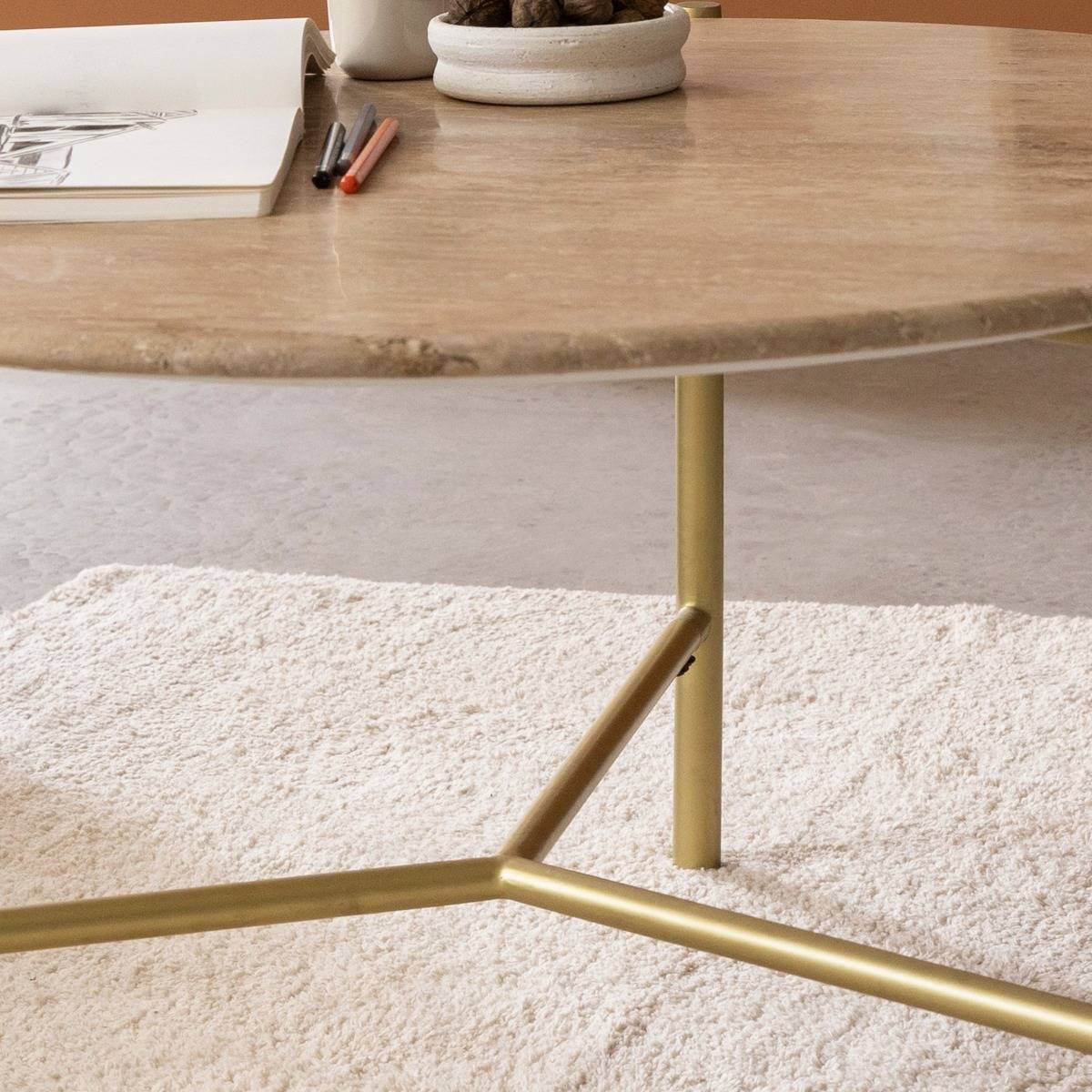 Table basse en métal ronde CERYS jaune, MADE IN MEUBLES