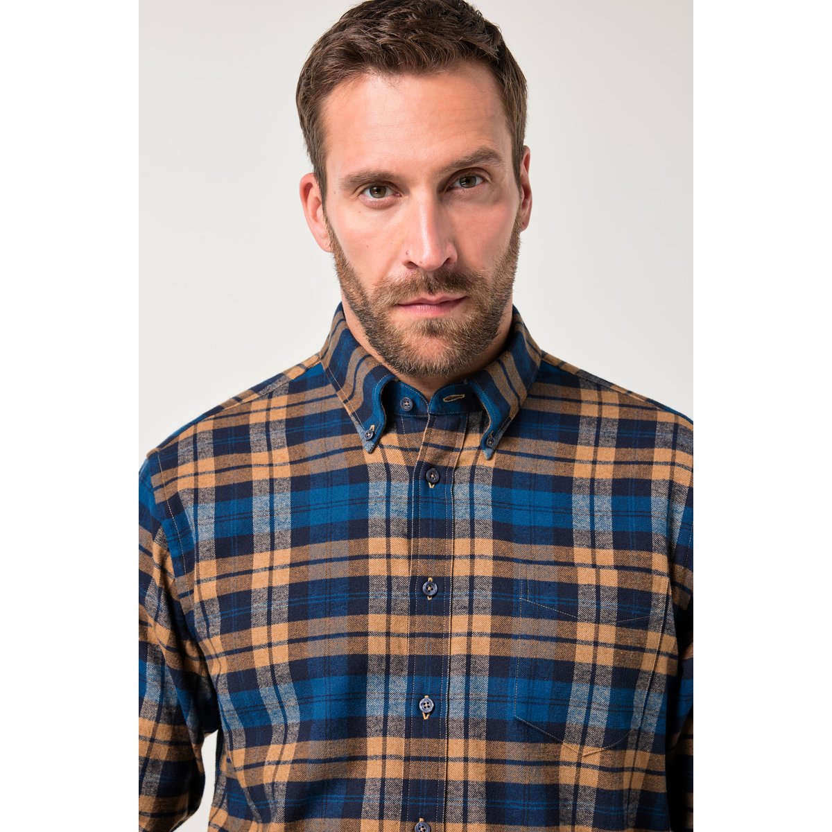 Chemise en flanelle à carreaux cannelle, JP1880