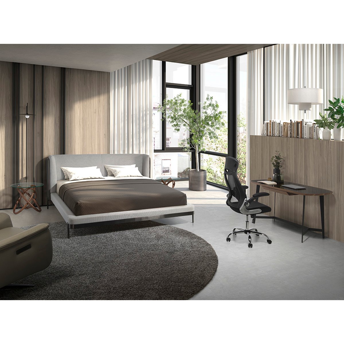 Fauteuil de bureau pivotante en tissu noir noir | acier, ANGEL CERDA