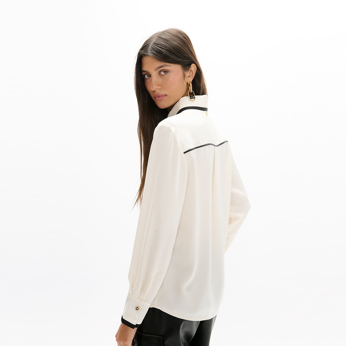Chemise bicolore manches longues ivoire, LOLA CASADEMUNT