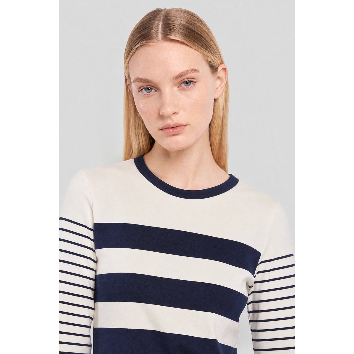Chemise de nuit rayée - coton nature/seal, ARMOR-LUX