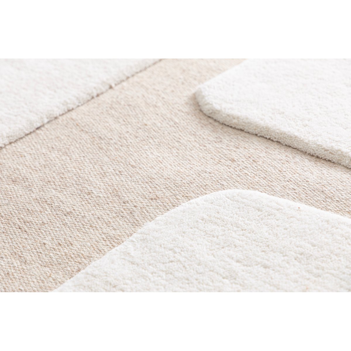Tapis en laine à relief géométrique USONIA beige sable, AFK LIVING