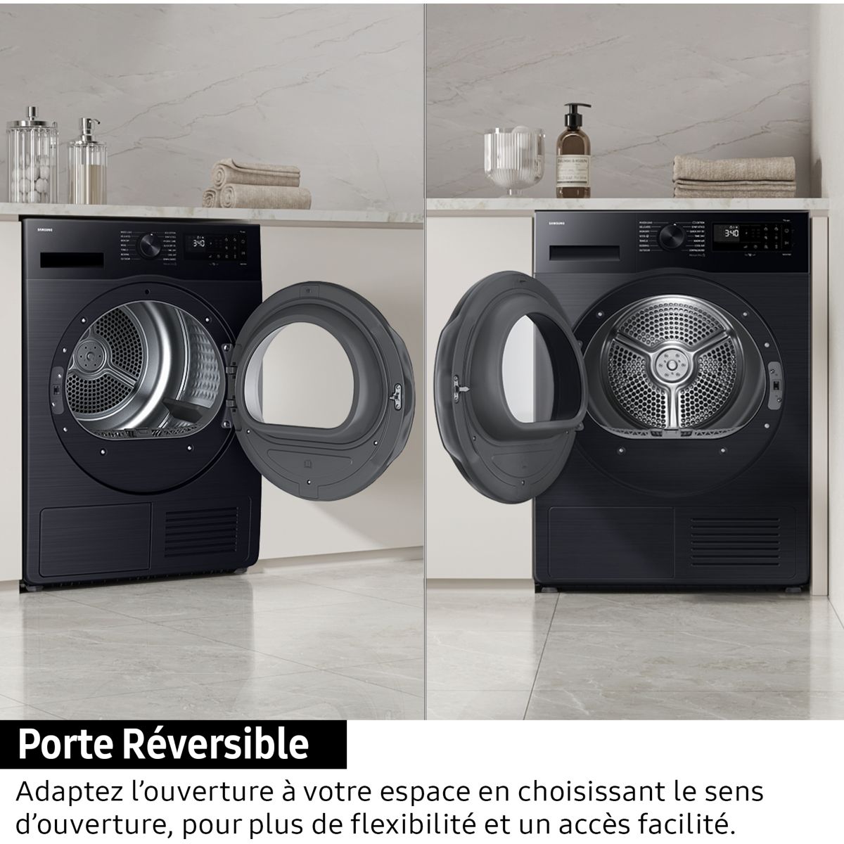 Sèche linge pompe à chaleur DV90DG52A0AB noir, SAMSUNG