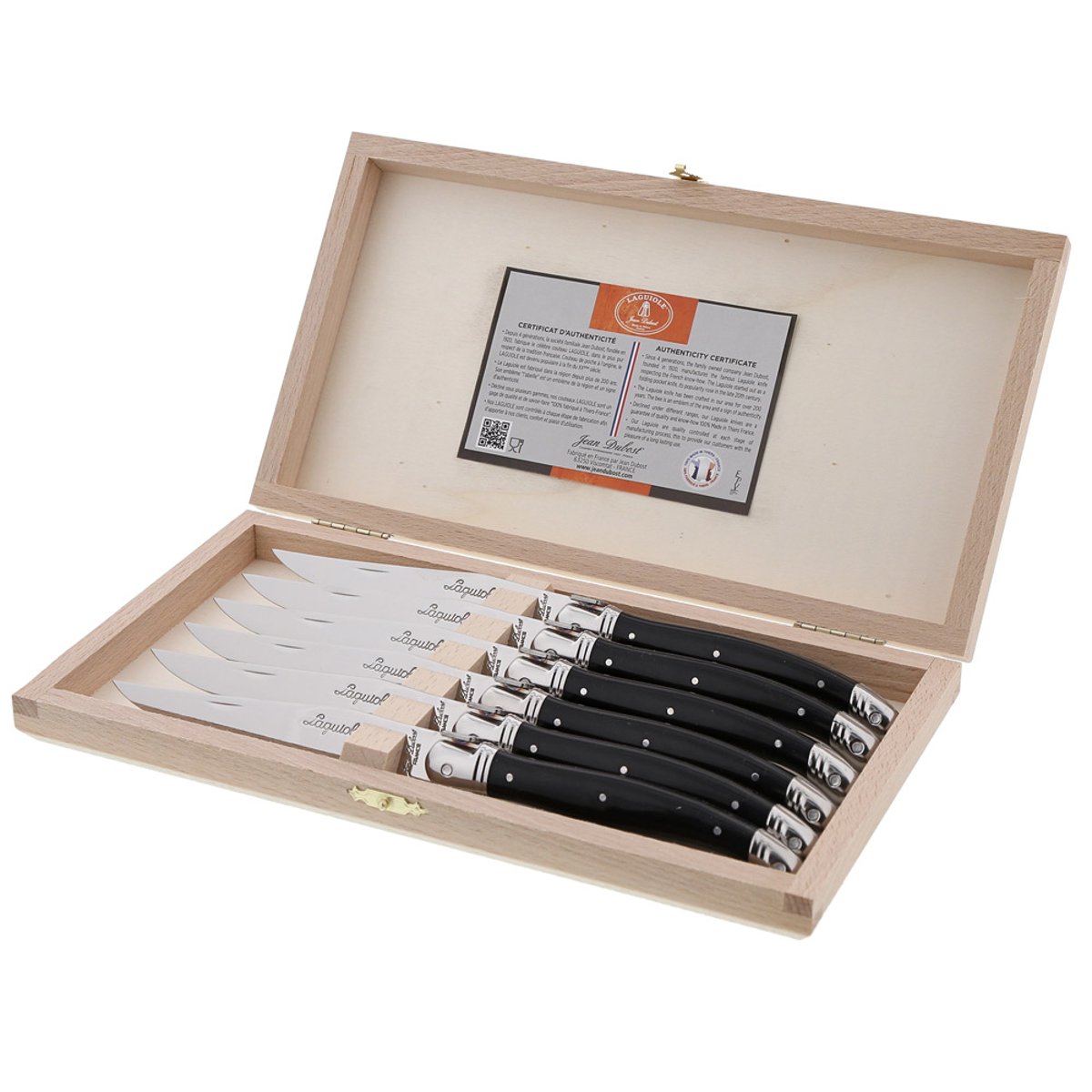 Coffret 6 couteaux 2.5 mm-LAGUIOLE noir, JEAN DUBOST