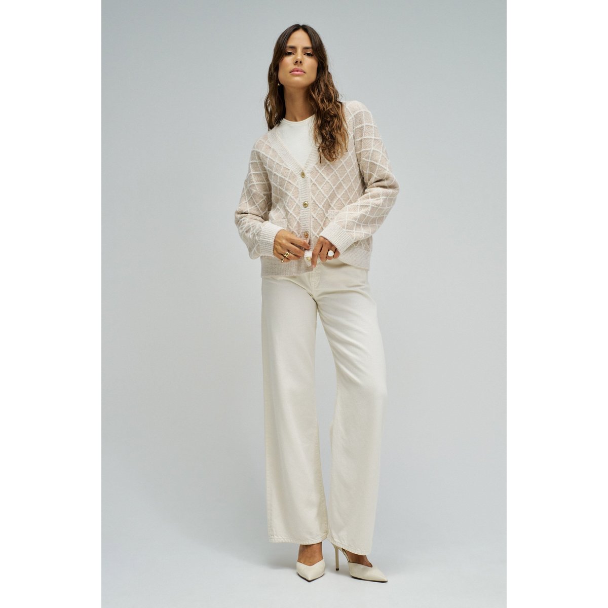 CARDIGAN COM JACQUARD E Fil textile beige, SALSA JEANS