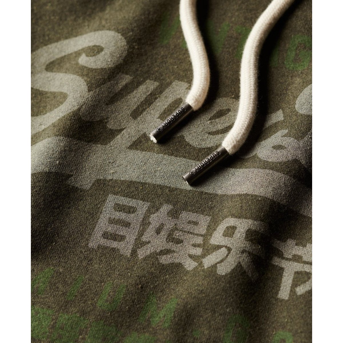 Sweat à capuche classique Vintage Logo Heritage kaki chiné, SUPERDRY