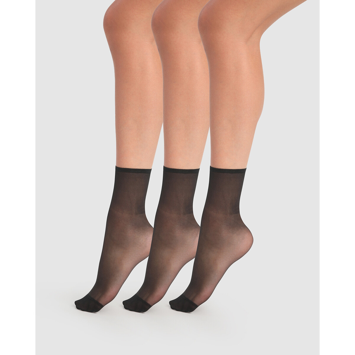 Lote de 3 pares de calcetines tobilleros Beauty Resist - 20D negro, DIM