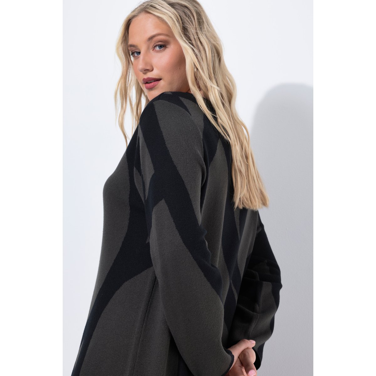 Robe en maille à encolure bateau gris kaki, ULLA POPKEN