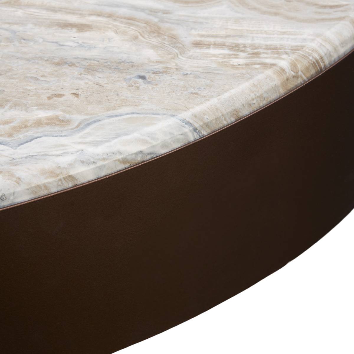 Table basse ronde en acier GRAPHITE marron, ATMOSPHERA