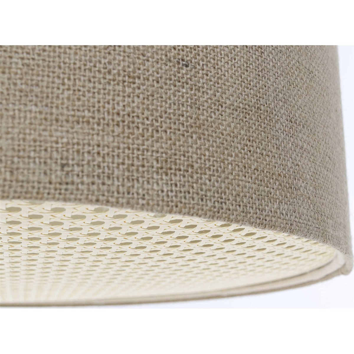 Suspension en lin rond Boho Elegant beige chanvre naturel avec rotin brun, BPS KONCEPT