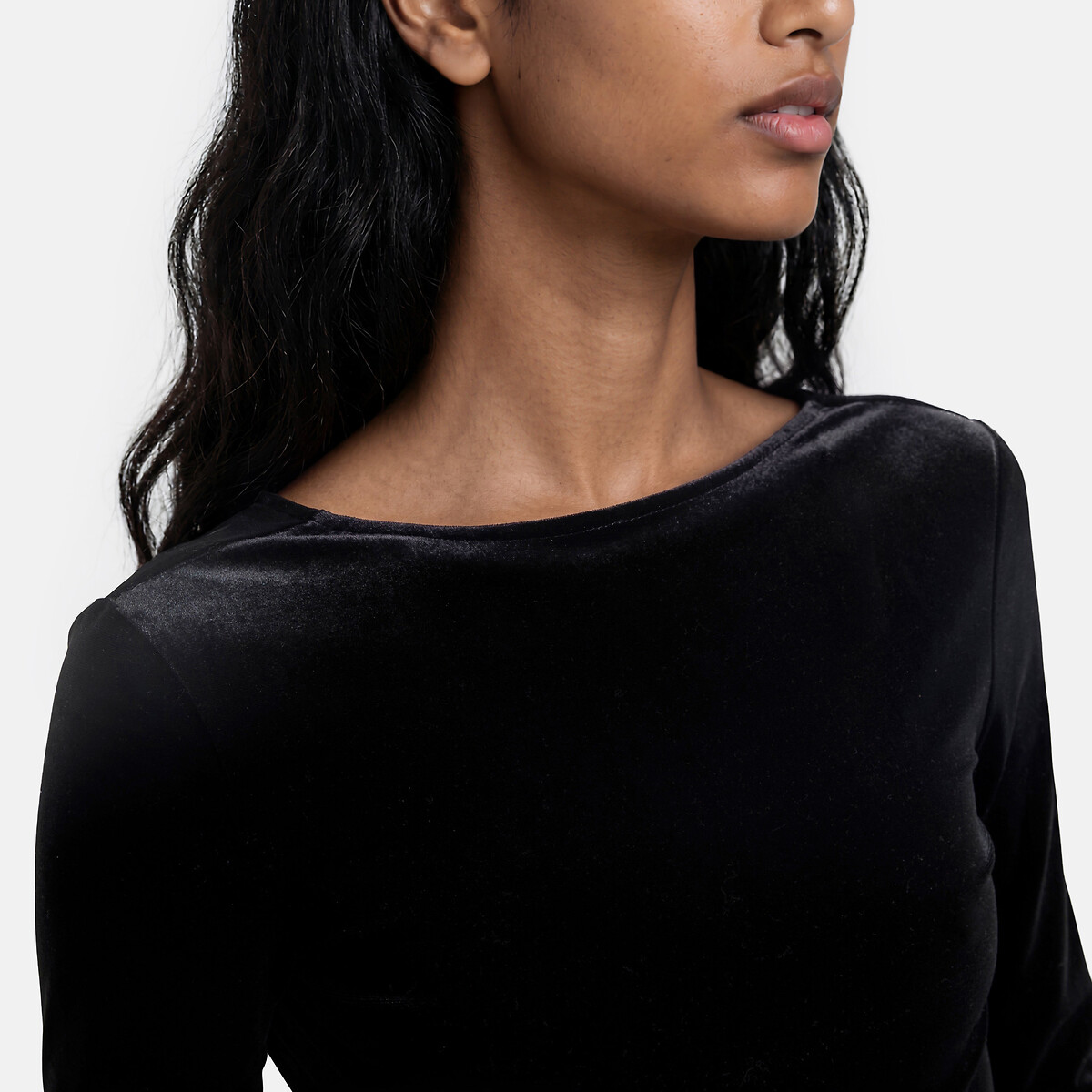 Body manches longues, dos-nu, en velours noir, LA REDOUTE COLLECTIONS