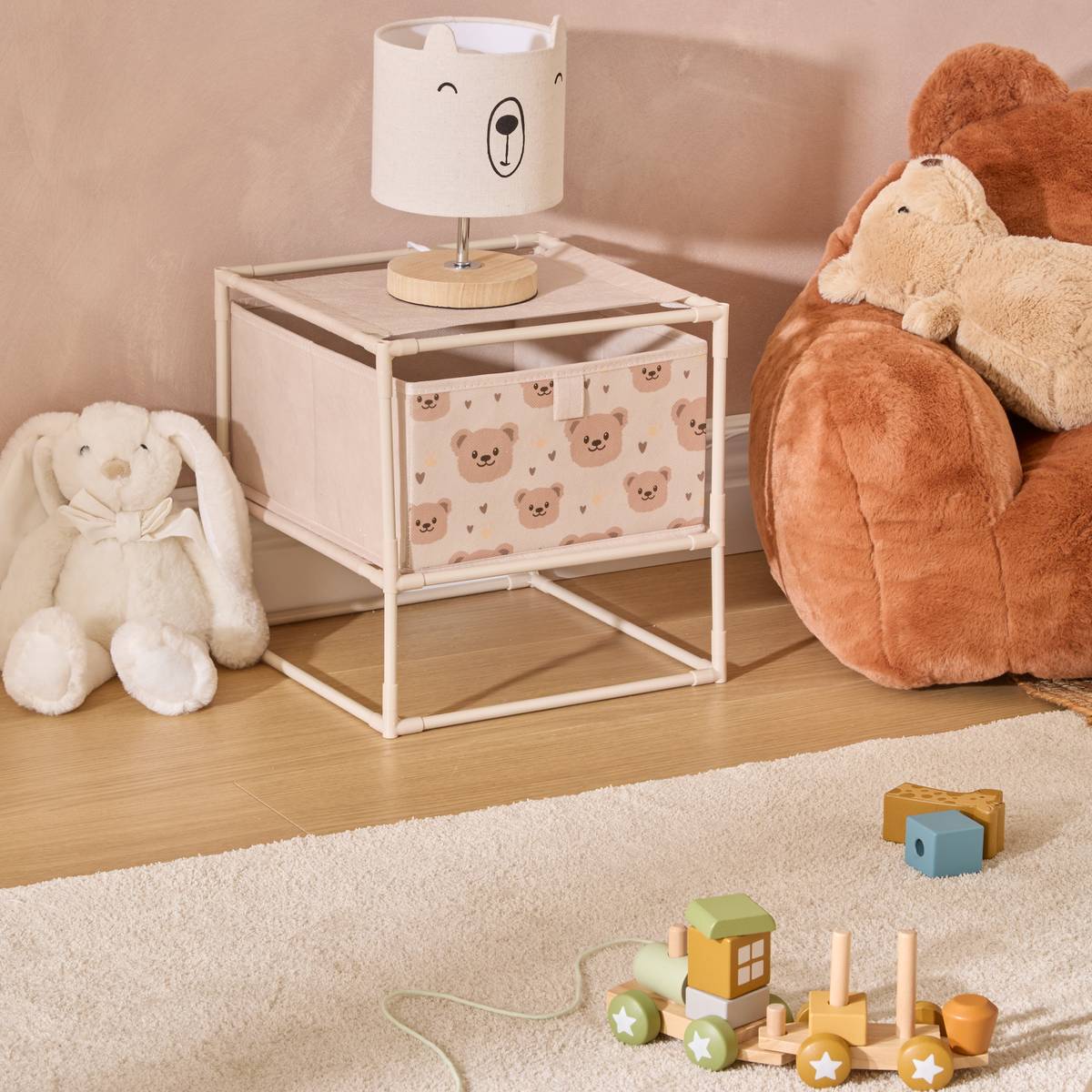 Table de chevet enfant 1 tiroir ourson TISSA beige, ATMOSPHERA FOR KIDS