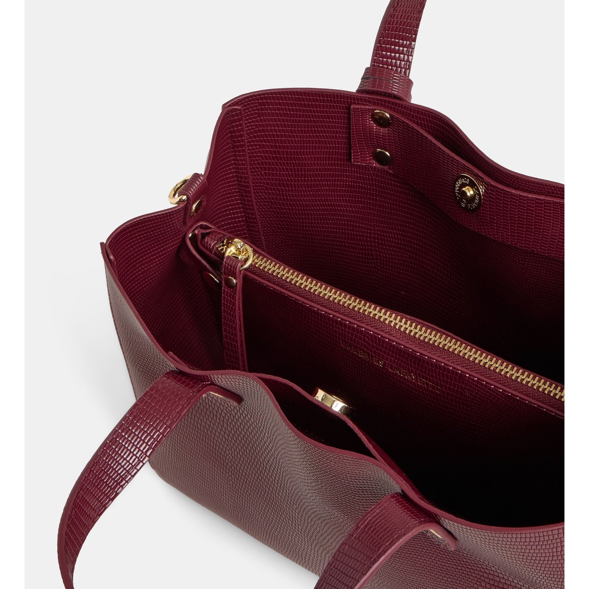 Sac cabas elsa tejus et sa pochette amovible effet lisse souple bordeaux foncé, GALERIES LAFAYETTE