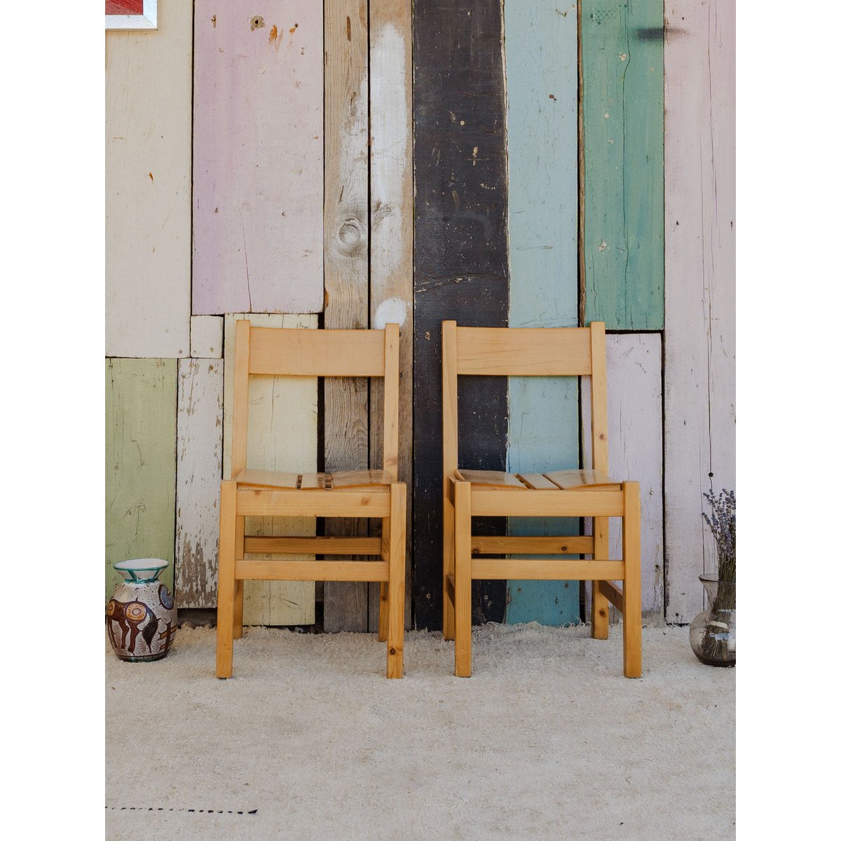 Lot de 4 chaises en bois Claude N°1389 - Bon état bois clair, DEBONGOUT