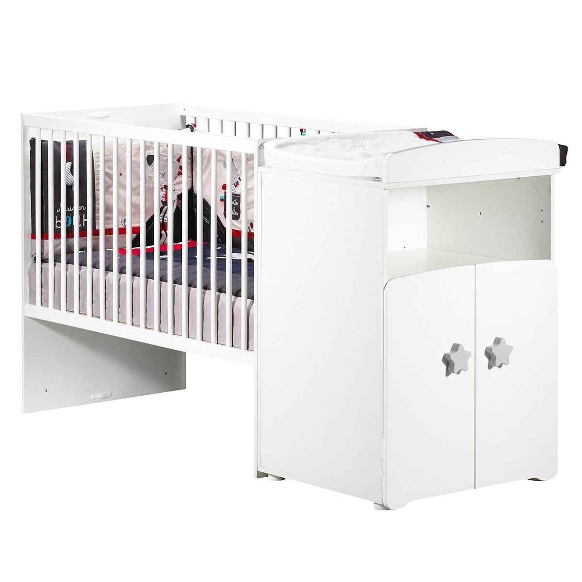 Lit combiné évolutif blanc/gris, BABY PRICE