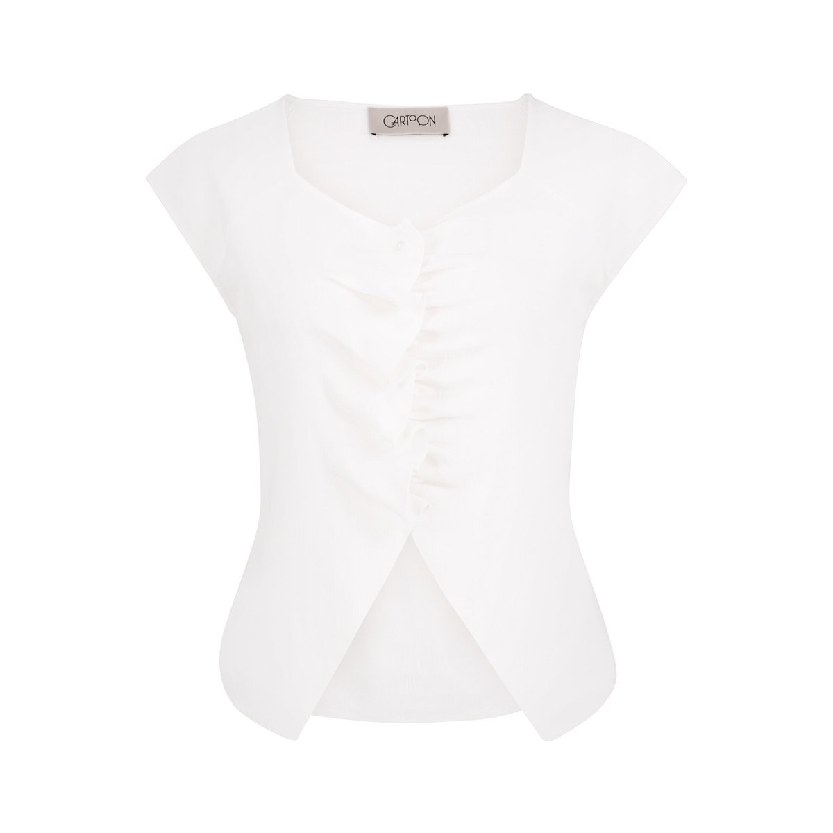 Veste sans manches en maille à fronce blanc, CARTOON