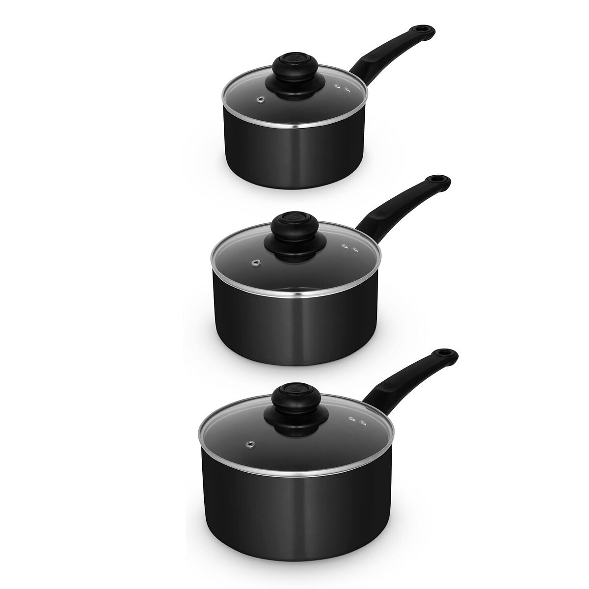 3-Piece Townhouse Saucepan Set black, SWAN