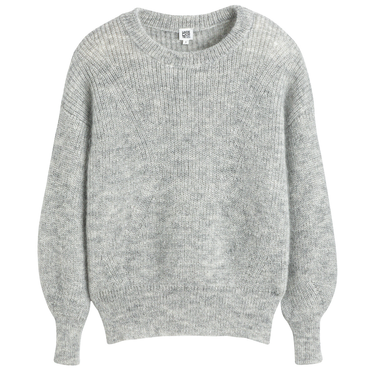 Wool Mix Jumper with Crew Neck grey marl, LA REDOUTE COLLECTIONS